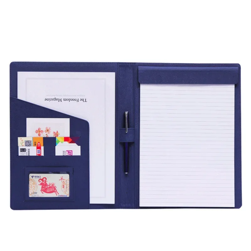 Portefeuille personnalisé gratuit, porte-documents A4, bloc-notes en papier, sac à documents d'affaires portable, porte-carte d'identité à la mode, nouveau style, 30 feuilles