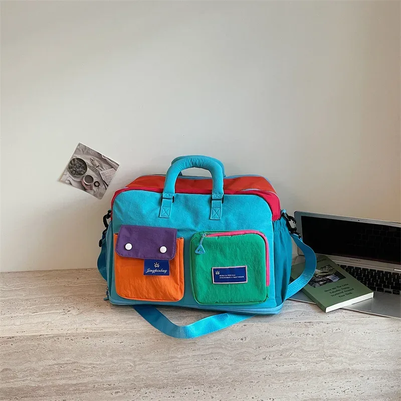sac de voyage portable grande capacité pour hommes et femmes, sac de sport et de fitness, sac de transport durable en polyester, style urbain minimaliste