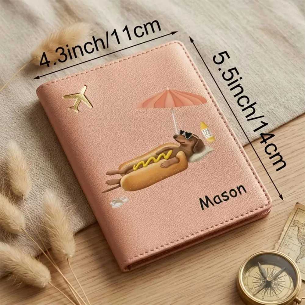 porte-passeport personnalisé avec nom, portefeuille de dessin animé pour billets et cartes, accessoire de voyage pratique pour hommes et femmes