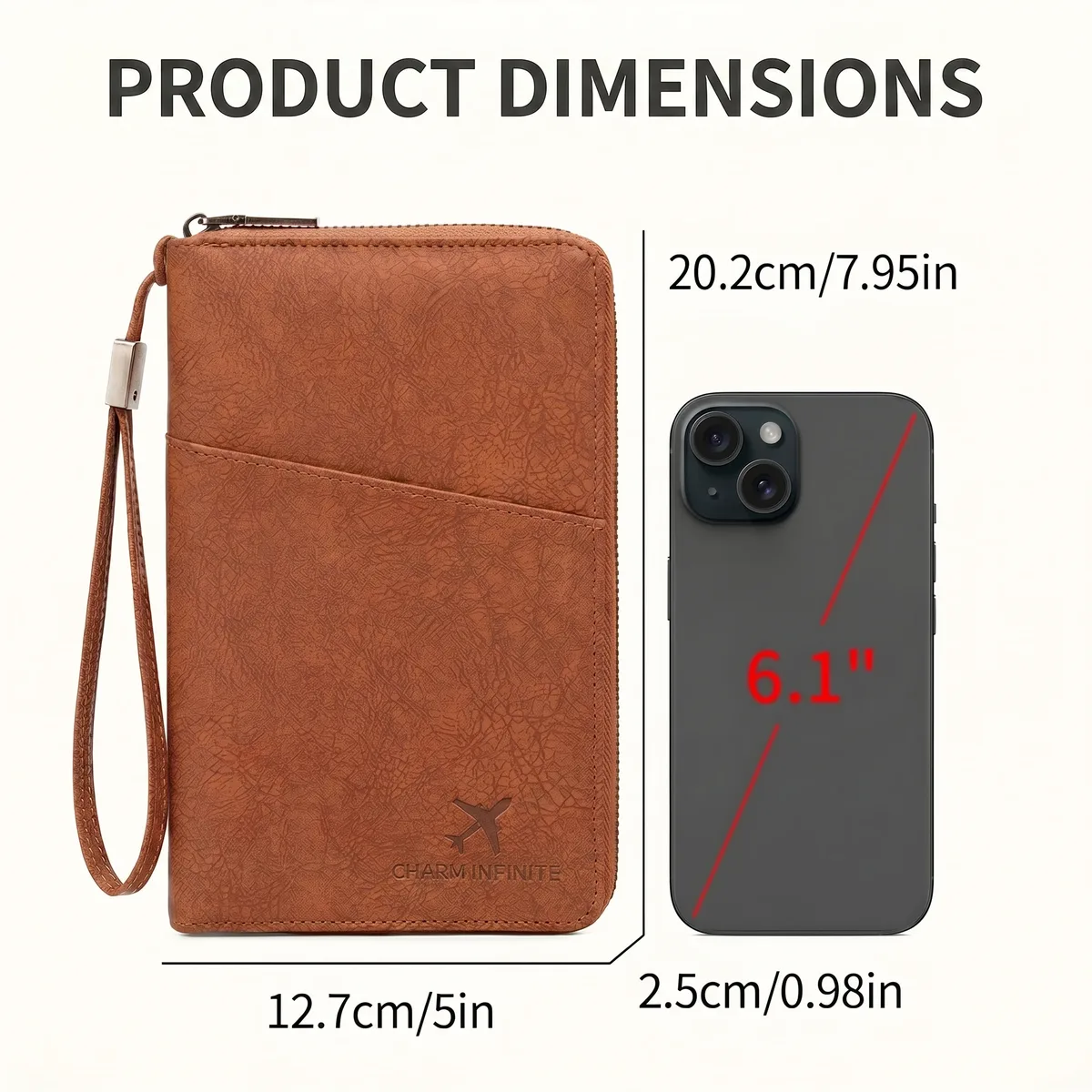 portefeuille de voyage multifonctionnel anti-rfid avec fermeture éclair, porte-documents, dragonne et organisateur de cartes et billets pour plusieurs passeports