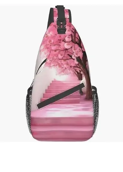 fleur de cerisier bandoulière corde triangle sac à dos canfeng fronde sacs à dos voyage randonnée sac à dos corde bandoulière sac à bandoulière