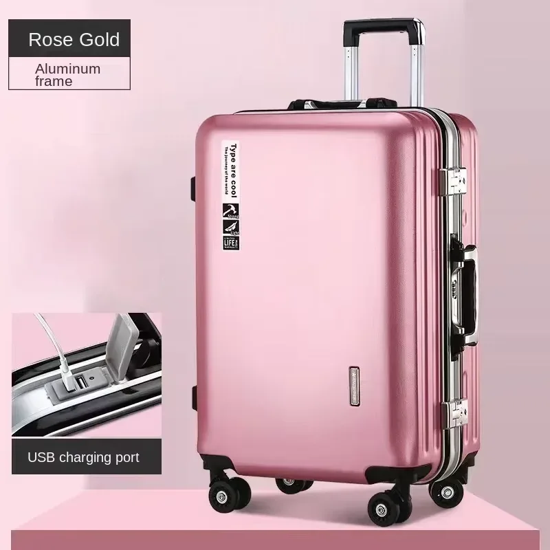 valise à main avec cadre en aluminium, 20 22 24 28 pouces, bagage roulant, cabine de voyage, boîtier de chariot, sac de voyage, verrouillage par mot de passe, fermeture éclair