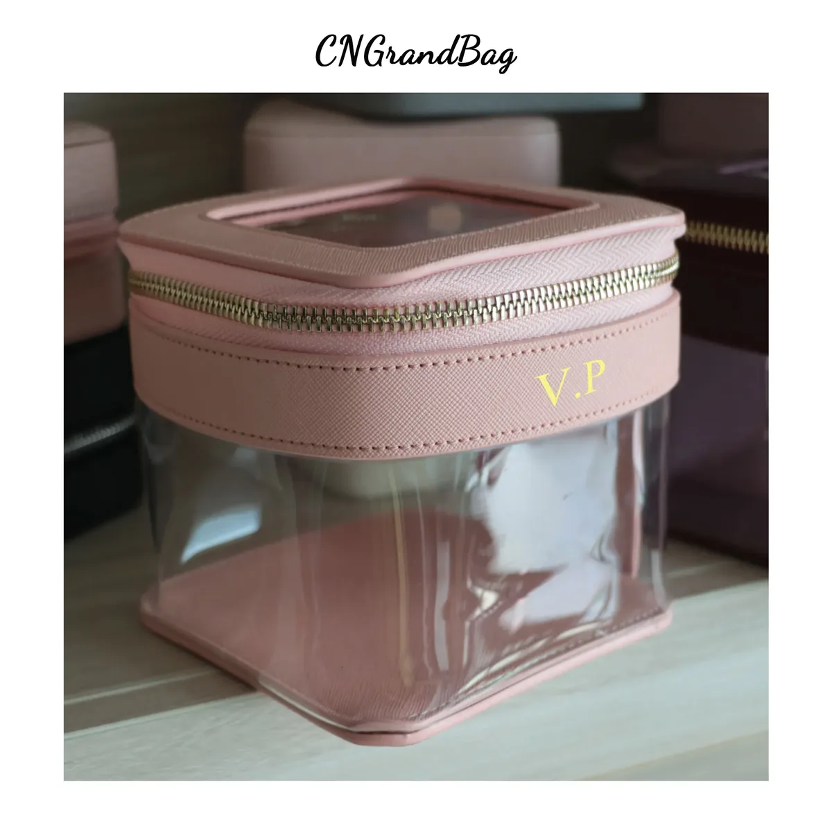 sac à cosmétiques en cuir saffiano avec lettres personnalisées, étui de rangement de maquillage transparent en pvc tpu, organisateur de rouge à lèvres de voyage, sac à cosmétiques