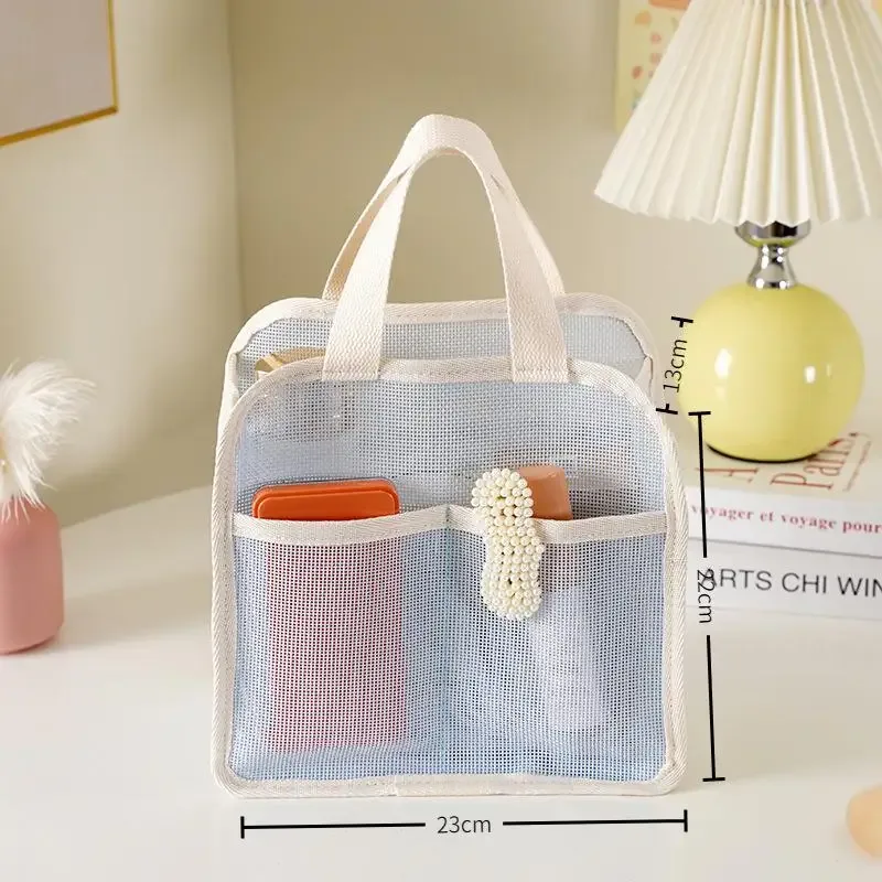 sac à main en maille pour maquillage, lot de 3, trousse de toilette portable pour le rangement des rouges à lèvres et des accessoires