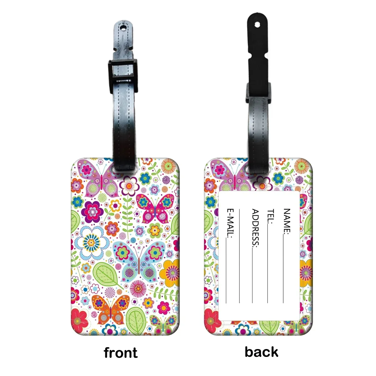 étiquette de bagage pour femme avec motifs floraux, porte-carte d'identité anti-perte pour valise et sac à dos, accessoire de mode pour bagages, cadeau