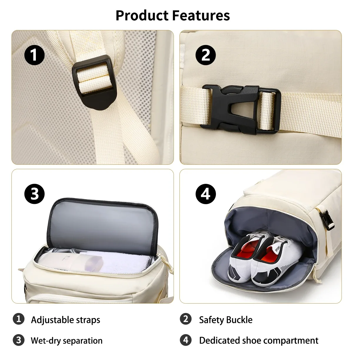 sac à dos de voyage de grande capacité, compartiment de voyage, léger, voyage d'affaires, sac d'ordinateur multifonctionnel pour hommes, portable