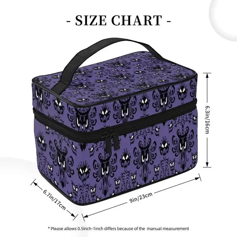 sac de maquillage de grande capacité à motif happy haunted mansion, sacs de toilette portables à fermeture éclair, étuis à cosmétiques, cadeau pour femmes