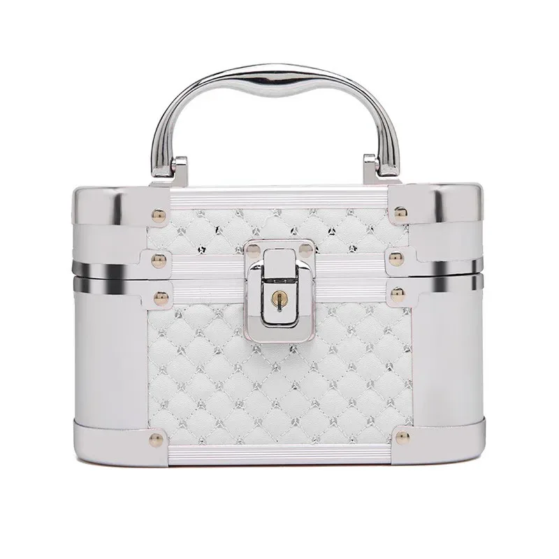 trousse de maquillage professionnelle portable avec miroir lumières led, boîte de rangement de cosmétiques en alliage de voyage, fournitures d'outils de maquillage pour salon de beauté
