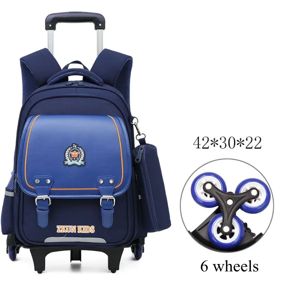 sac à dos d'école à roulettes pour garçons, sac à roulettes à 2 et 6 roues pour enfants, sac à roulettes étanche en pu pour filles