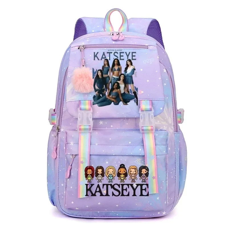 sacs d'école pour filles, sac à dos kpop katseye, sacs d'école décontractés à la mode pour adolescents, sac à dos léger pour étudiantes, sac à dos de voyage pour femmes