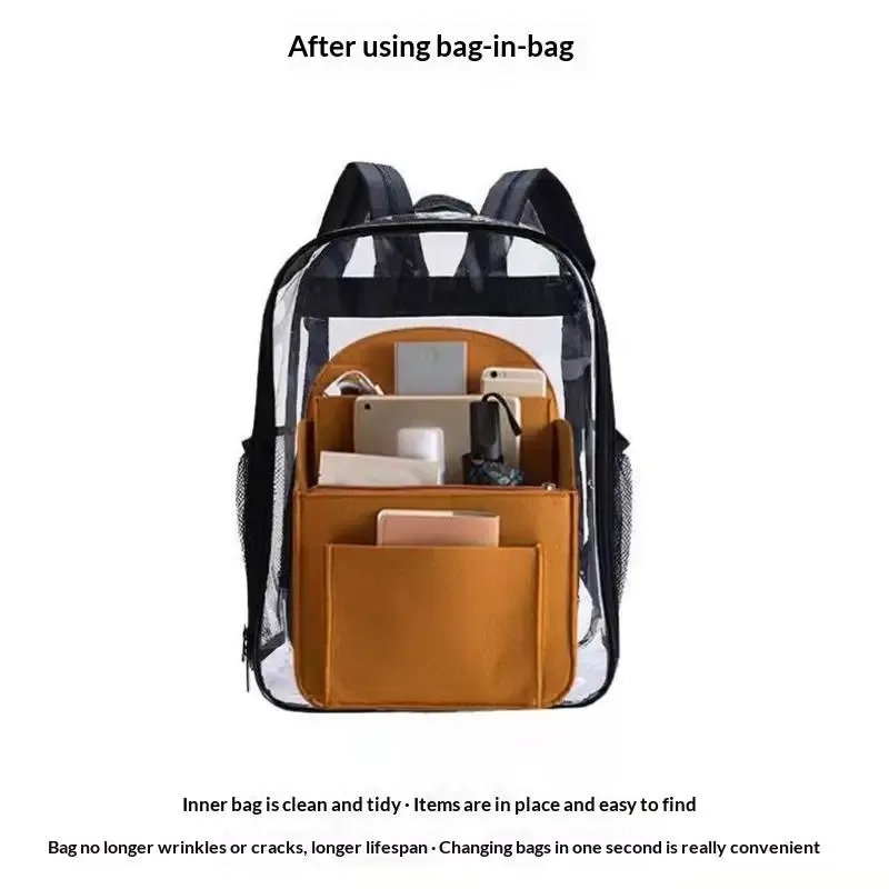 organisateur de sac à dos en feutre, insert multi-compartiments, doublure de sac, grande capacité, séparateur léger pour le voyage, l'école et le rangement