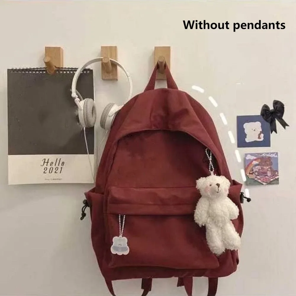 sac à dos décontracté pour lycéens, grande capacité, imperméable, sac de voyage, sacs d'école de couleur unie pour filles