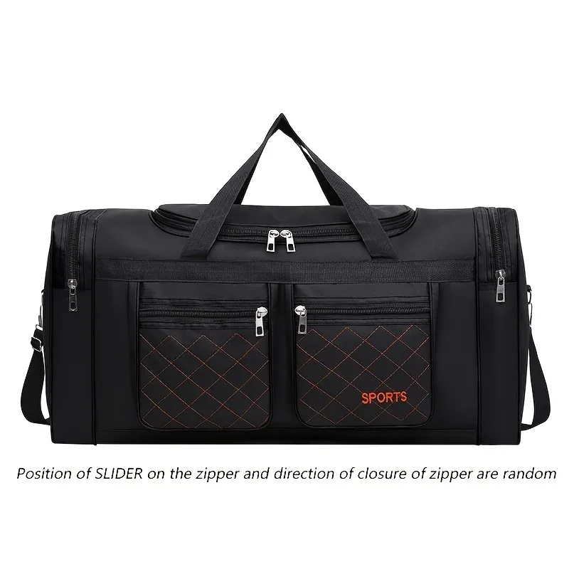 sac polochon de voyage de grande capacité, style décontracté, plusieurs compartiments et poches, parfait pour les courts voyages, sac de voyage sportif