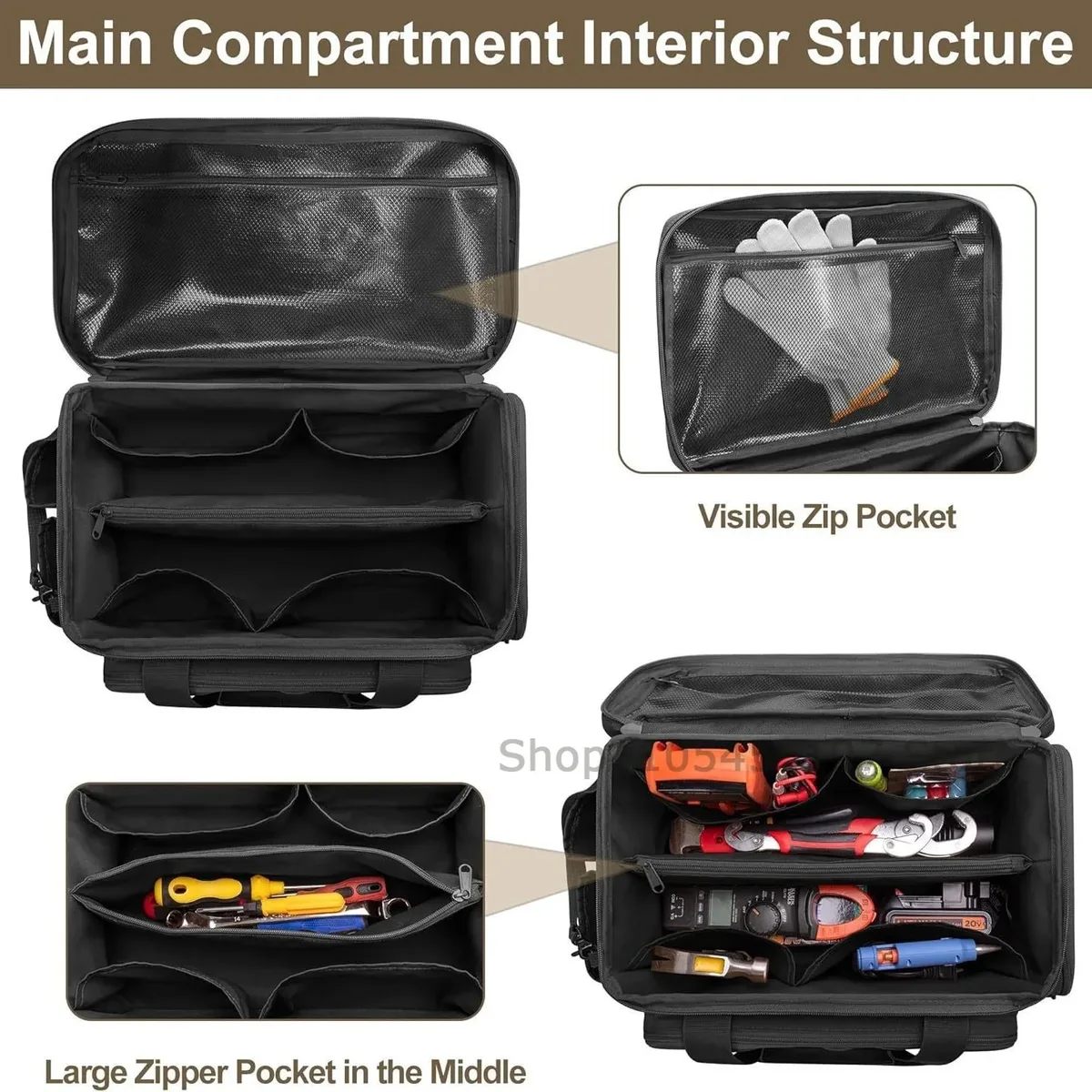 organisateur d'outils multifonctionnel, sac à outils tactique robuste, base antidérapante pour les ingénieurs, les charpentiers, sac de rangement portable durable