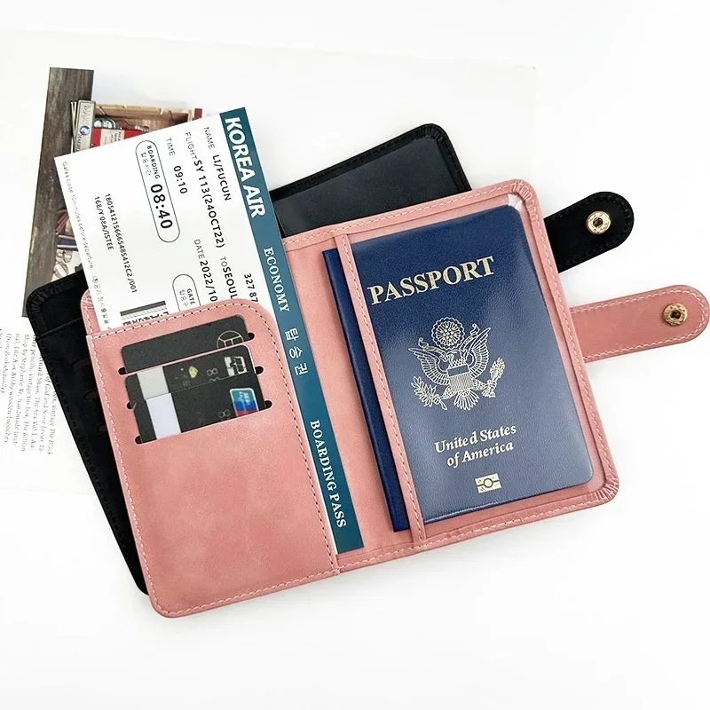 nouvelle couverture de passeport boucle homme femmes porte-passeport de voyage, porte-étui de passeport demoiselle d'honneur groomsman cadeau passeport portefeuille