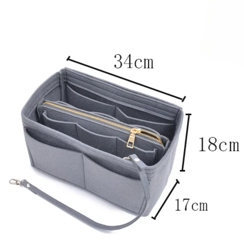 sac de rangement de maquillage multifonctionnel de grande capacité, doublure de gril en feutre, sac de voyage portable dans un sac, évaluation cosmétique