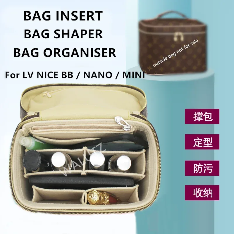【Sac intérieur uniquement】Insert d'organisation pour sac LV Nice Mini Nano BB, organisateur, séparateur, protecteur, compartiment, doublure intérieure