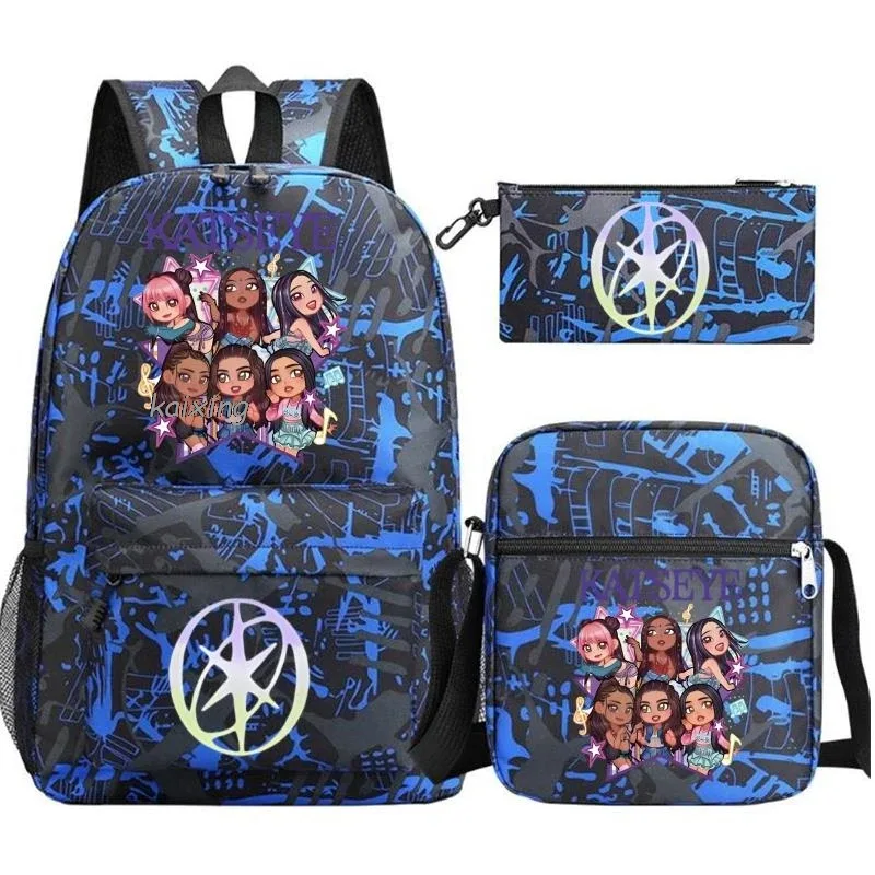 katseye chaud drôle impression sac à dos pour filles garçons étudiant pour adolescent enfants sac à dos cartable sac d'école décontracté 3 pièces/ensembles