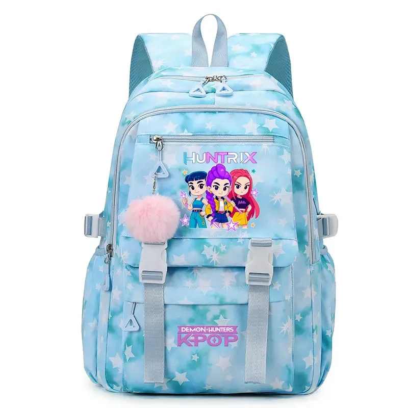 sac à dos d'étudiant imprimé kpop demon hunters, cartable de grande capacité pour adolescents, sac à dos de voyage pour ordinateur portable pour femmes