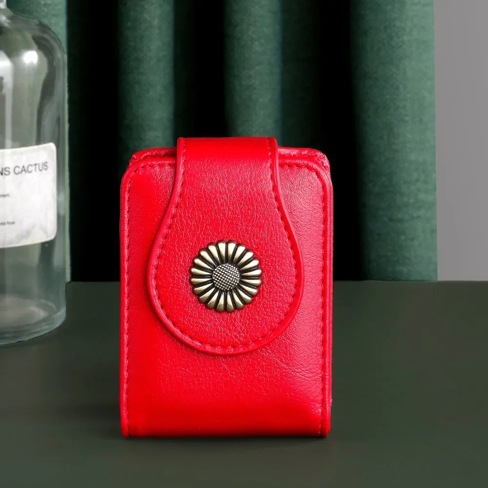sac à cosmétiques en cuir pu, rangement de rouge à lèvres avec miroir de maquillage, mini sac de rangement, organisateur de rouge à lèvres portable à la mode de style coréen
