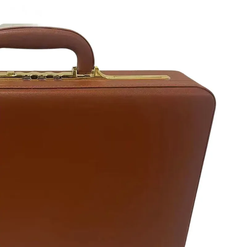 porte-documents d'avocat vintage en cuir pu – sac à documents d'affaires résistant à l'eau avec verrouillage par mot de passe et compartiment pour ordinateur portable