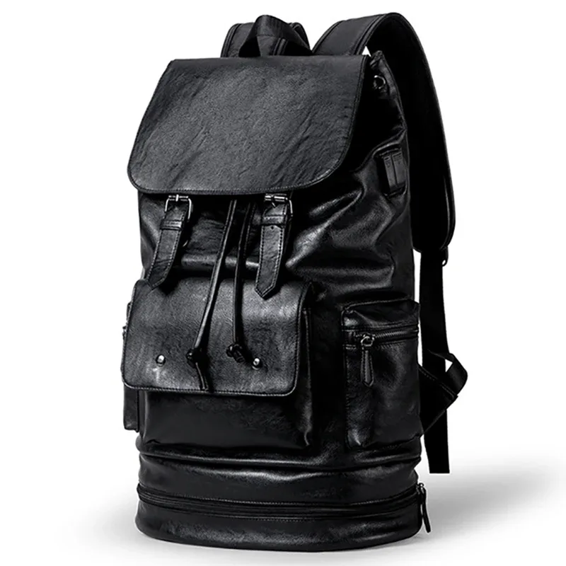 nouveau style preppy hommes sac à dos haute capacité sac à dos mode cuir pu sac d'école de voyage décontracté sac à dos en cuir pu