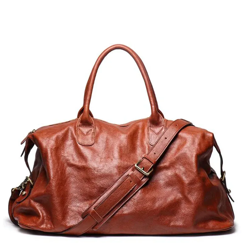 sac de voyage de luxe en cuir véritable pour hommes, sac à bagages polochon de grande capacité, sac de week-end, sac à bandoulière de nuit, gym rétro