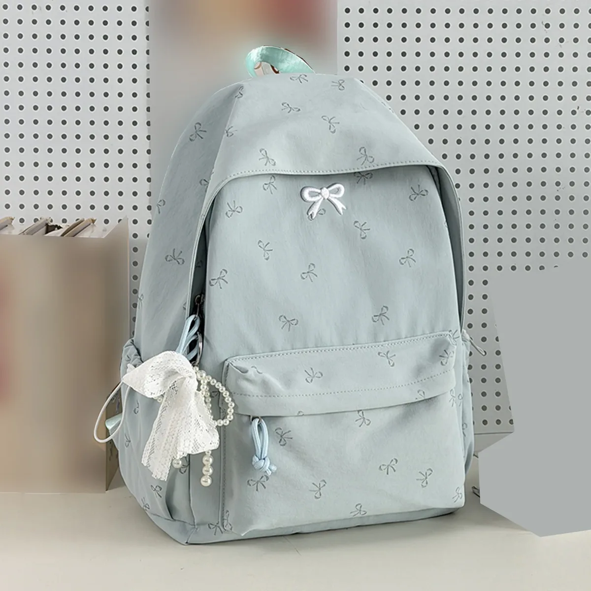 sac à dos pour femmes avec nœuds, sac de voyage, grande capacité, sac à dos pour ordinateur portable kawaii, sac à dos décontracté en nylon pour enfants, adolescents et filles.