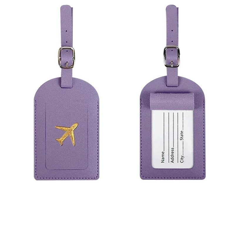 étiquettes de bagage colorées en cuir pu pour femmes et hommes, avec nom, cartes d'identité, étiquettes de valise pour bagages, sacs de voyage
