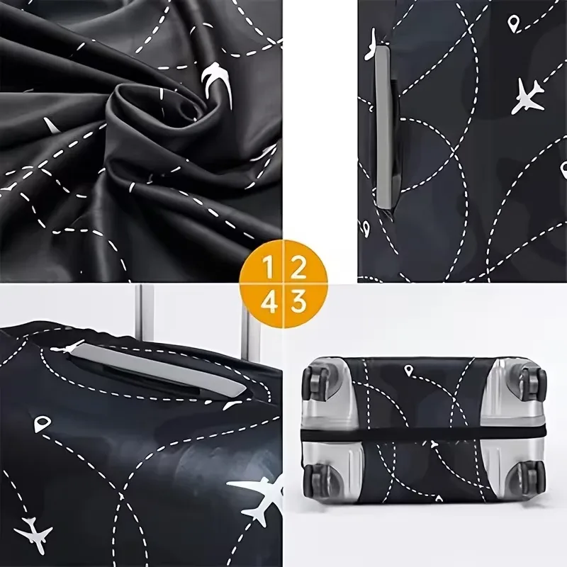 valise noire durable à motif avion pour bagages de 18 à 32 pouces, accessoires de voyage essentiels, protection pour valise