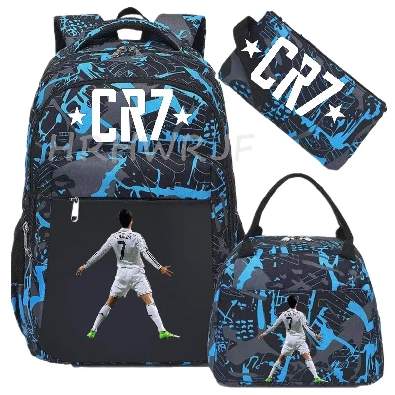 sacs à dos de sport cr7, 3 pièces, camouflage, double épaule, pour ordinateur portable, grande capacité, pour femmes et hommes, voyage, mochila pour usage occasionnel