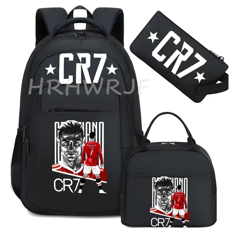 sacs à dos de sport cr7, 3 pièces, camouflage, double épaule, pour ordinateur portable, grande capacité, pour femmes et hommes, voyage, mochila pour usage occasionnel