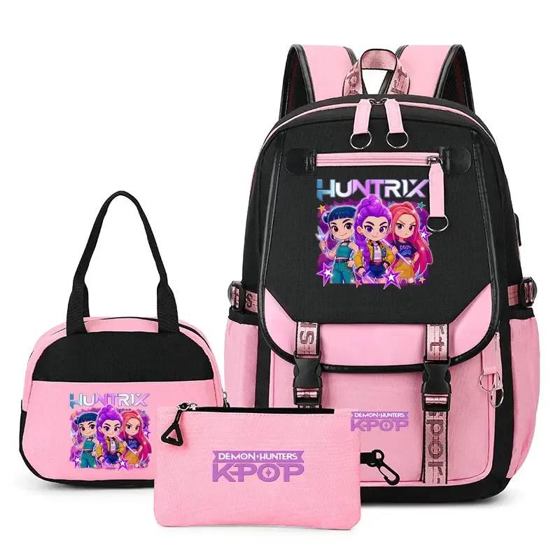 sacs à dos tendance k-pop demon hunters pour adolescentes, sacs à bandoulière, trousse à crayons, ensemble de sacs d'école pour étudiants, sac de voyage mochila