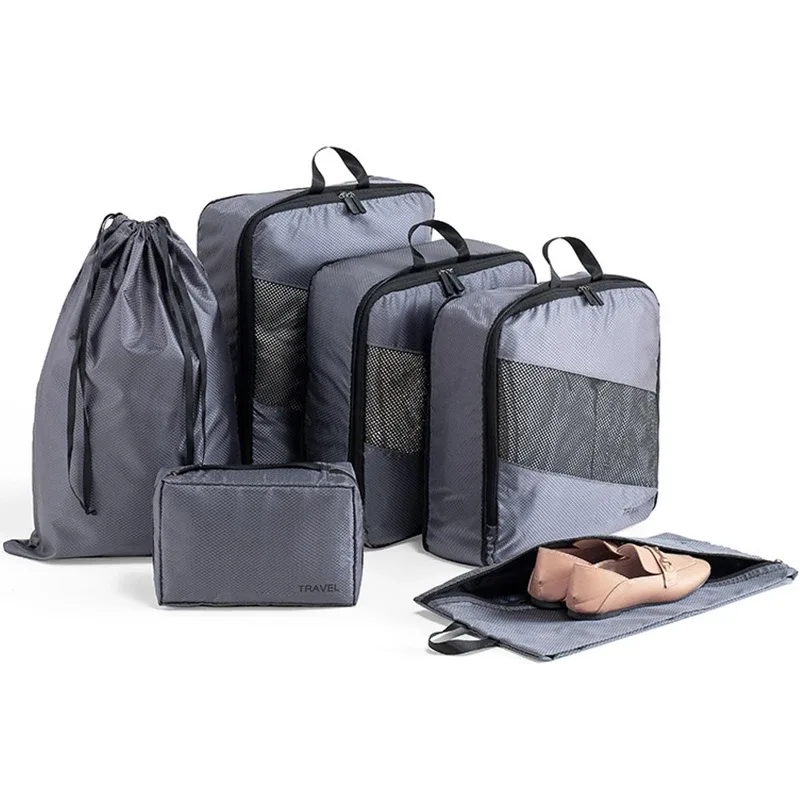 lot de 6 cubes de compression étanches pour bagages de voyage – organisateurs de valises, sacs de rangement compressibles