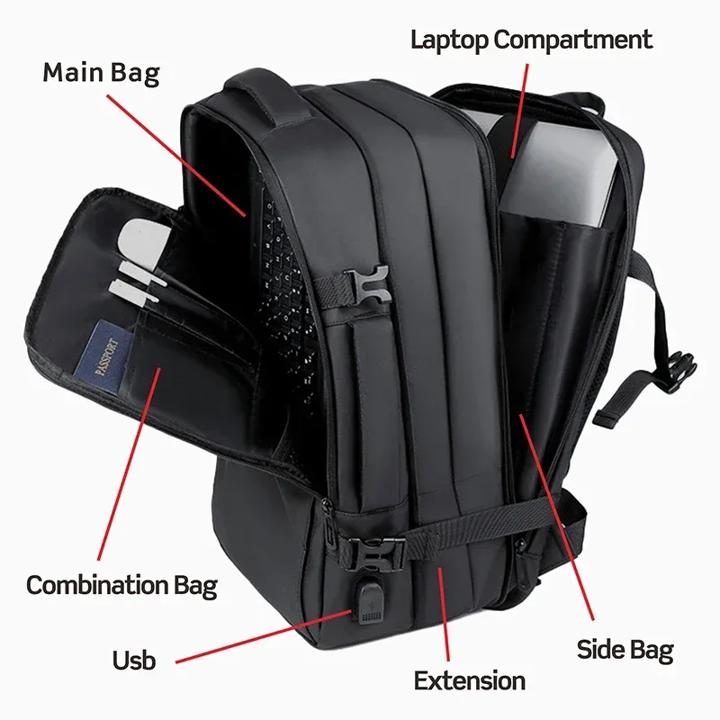 sac à dos militaire suisse pour ordinateur portable, 17 pouces, multi-poches, extensible, étanche, usb, pour l'école, voyage d'affaires
