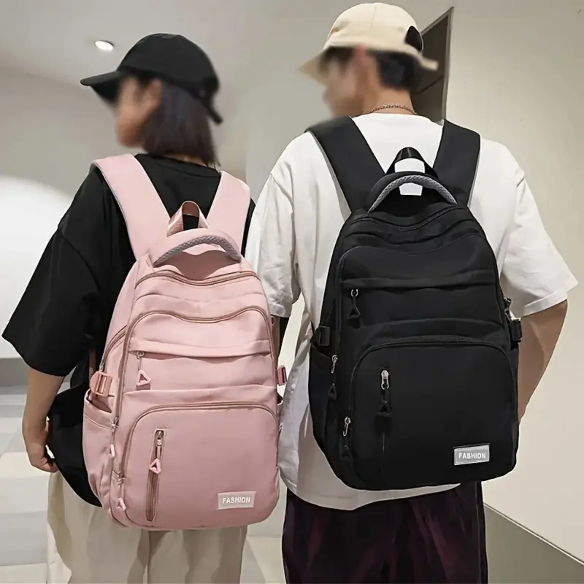 sac à dos unisexe en nylon, grande capacité, sangle réglable, fermeture éclair, léger, lavable, pour les voyages, les déplacements, l'école