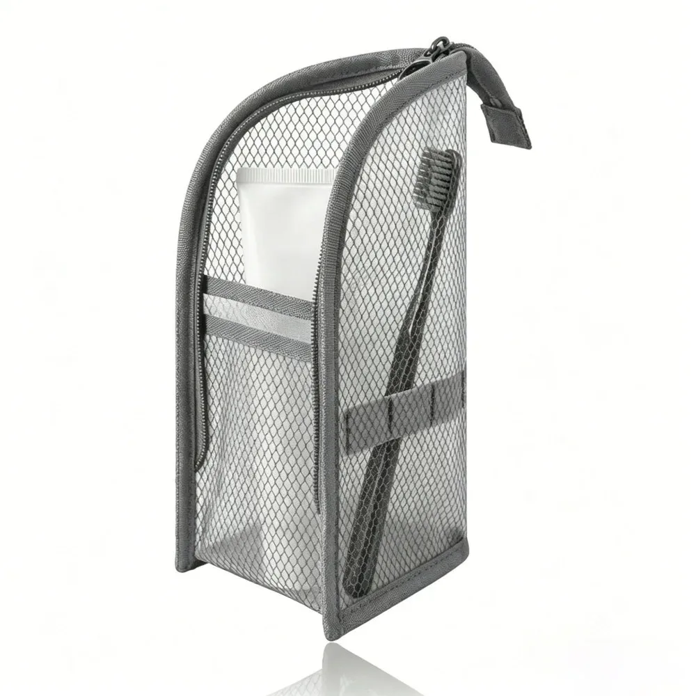 trousse de toilette en maille respirante à séchage rapide, étui à brosse à dents, organiseur de cosmétiques anti-moisissure pour voyage, dortoir universitaire, salle de sport, douche