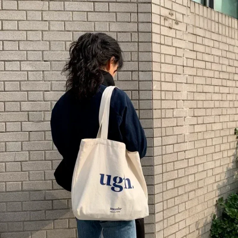 sac pour femmes pas cher décontracté grande capacité sacs à bandoulière shopper toile lettre mode harajuku fermeture éclair impression ulzzang sacs à main