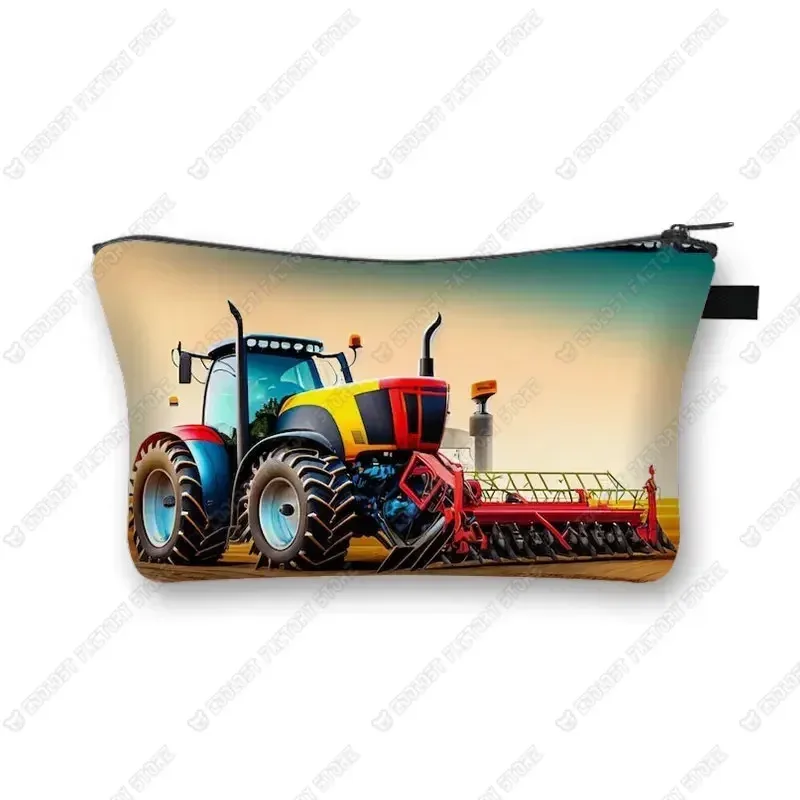 trousse de maquillage de ferme pour femme, jeu avec le tracteur, boîte de maquillage, stockage de poudres, portefeuille pour femme, étui cosmétique, récolte