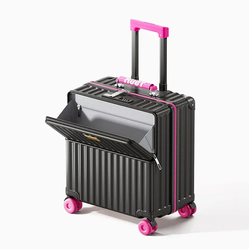 nouvelle valise cabine 2026 à ouverture frontale 16/18/20 pouces avec compartiment séparé pour ordinateur portable, port usb et porte-gobelet