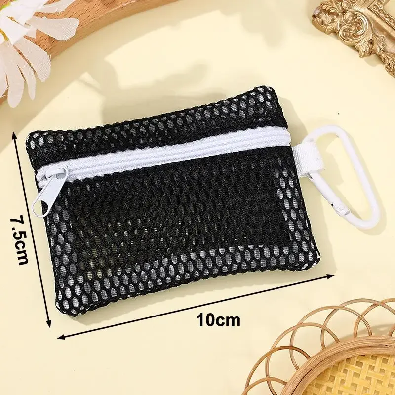 trousse de maquillage en maille transparente, pochette cosmétique portable élégante avec fermeture éclair, conception plate pour les articles de toilette et le rangement du maquillage