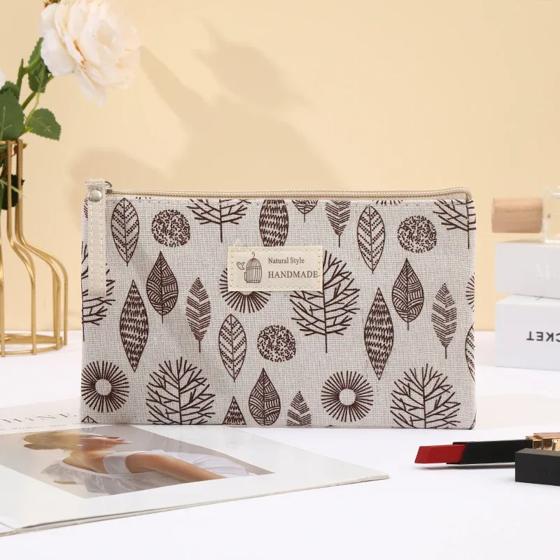 sac à maquillage en toile mignon de style dessin animé, trousse à crayons pour étudiants et porte-monnaie, sac à maquillage portable multifonctionnel