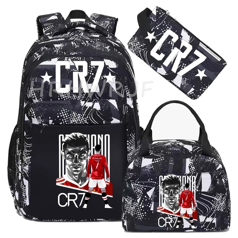 sacs à dos de sport cr7, 3 pièces, camouflage, double épaule, pour ordinateur portable, grande capacité, pour femmes et hommes, voyage, mochila pour usage occasionnel