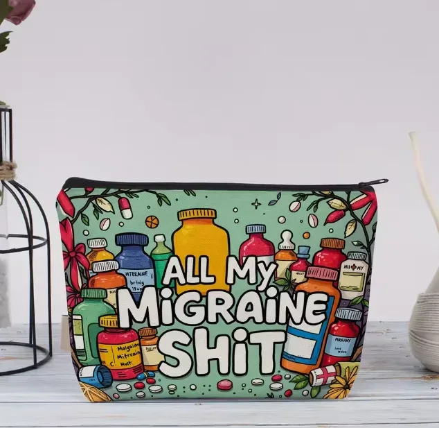 sac à cosmétiques a my migraine - une jolie pochette multifonctionnelle à fermeture éclair pour femmes, un sac de rangement pour bijoux