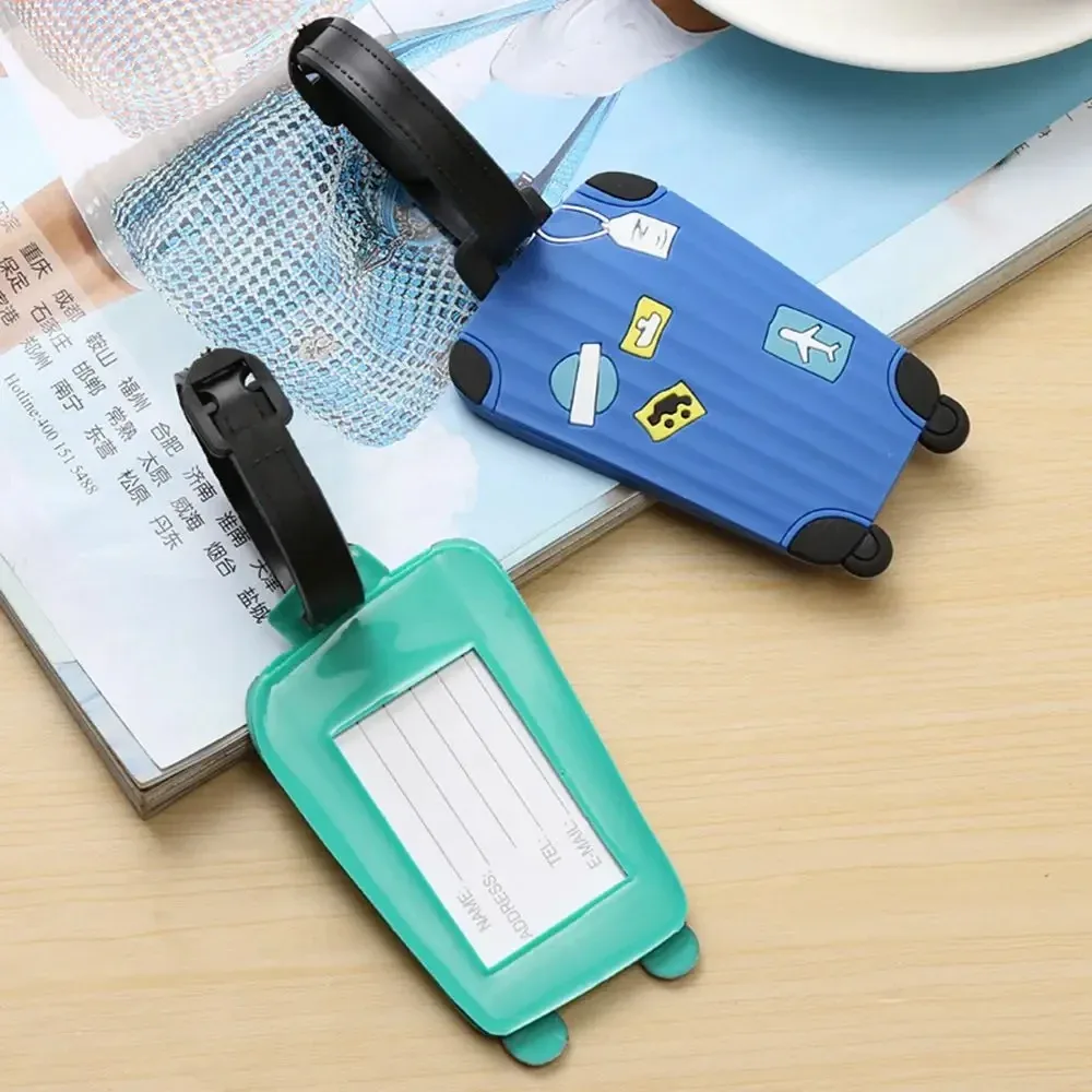 étiquettes d'identification kawaii pour voyages d'affaires, étiquettes de bagage en silicone pour sacs à dos et sacs à main, étiquettes nominatives pour valises avec sangle