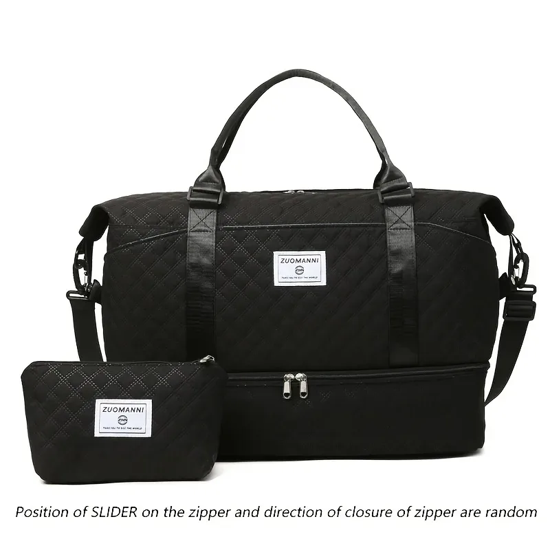 ensemble de 2 sacs polochons de voyage de grande capacité avec compartiment à chaussures et pochette à cosmétiques, sac de sport décontracté en nylon, sac de nuit pour week-end