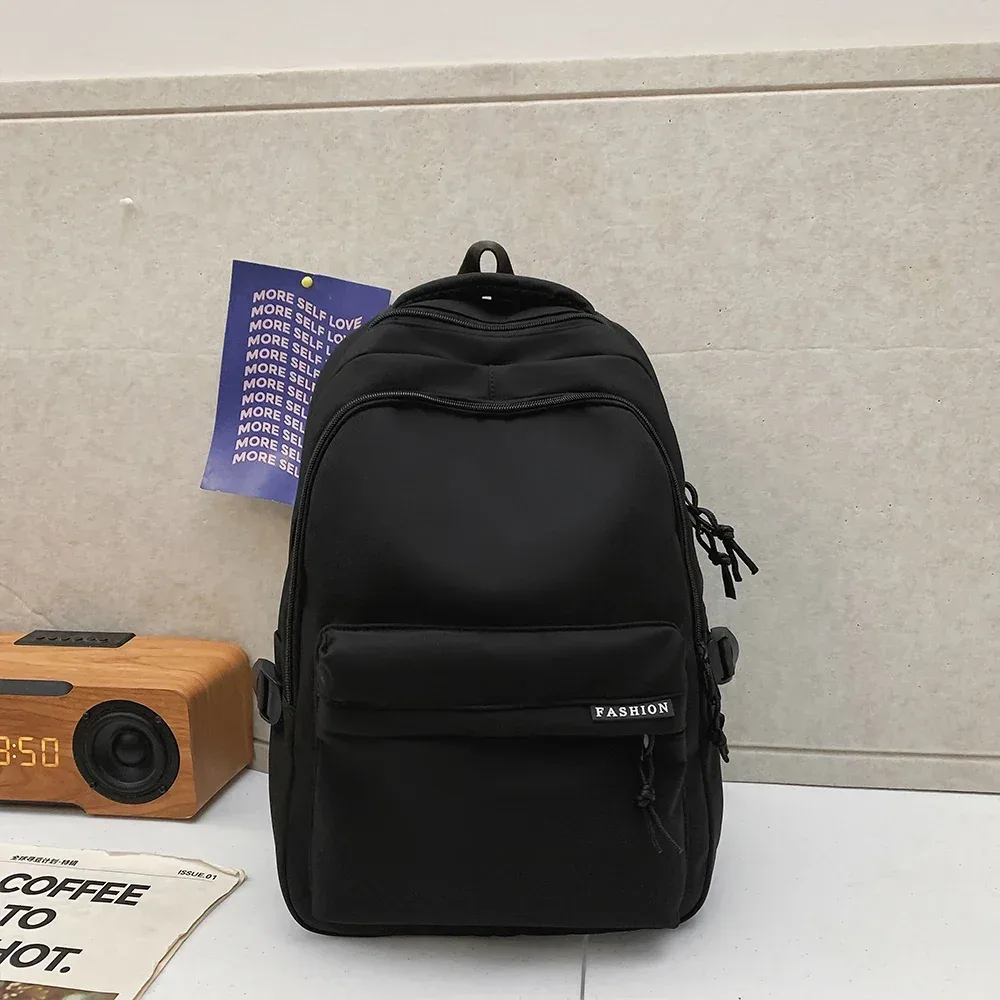 sac à dos d'étudiant de grande capacité, couleur unie, simple, noir, pour collégiens et lycéens, sac à dos de voyage