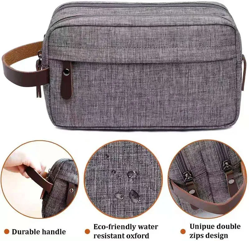 Sac de rangement de voyage portable grande capacité en tissu cationique, organisateur portable de toilette et de maquillage à compartiments