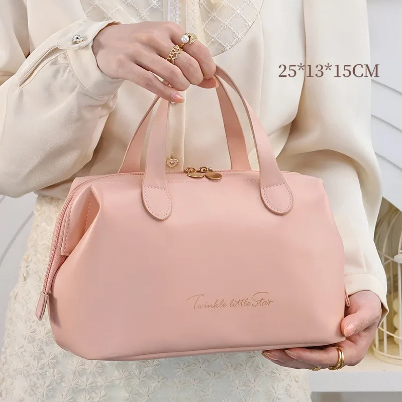 sac de voyage de grande capacité pour cosmétiques, pochette de maquillage portable en pu pour femmes, trousse de toilette imperméable, trousse de toilette multifonctionnelle