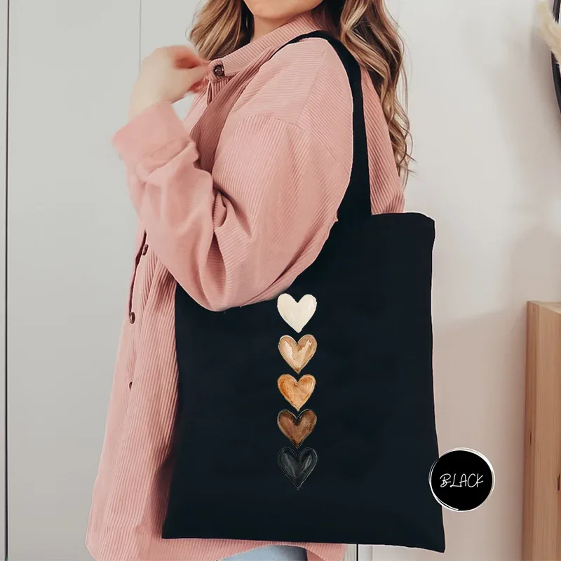 sac de shopping pour femmes minimaliste aquarelle coeur imprimé graphique sacs à bandoulière étudiants filles fourre-tout décontractés femmes sacs à main hg01